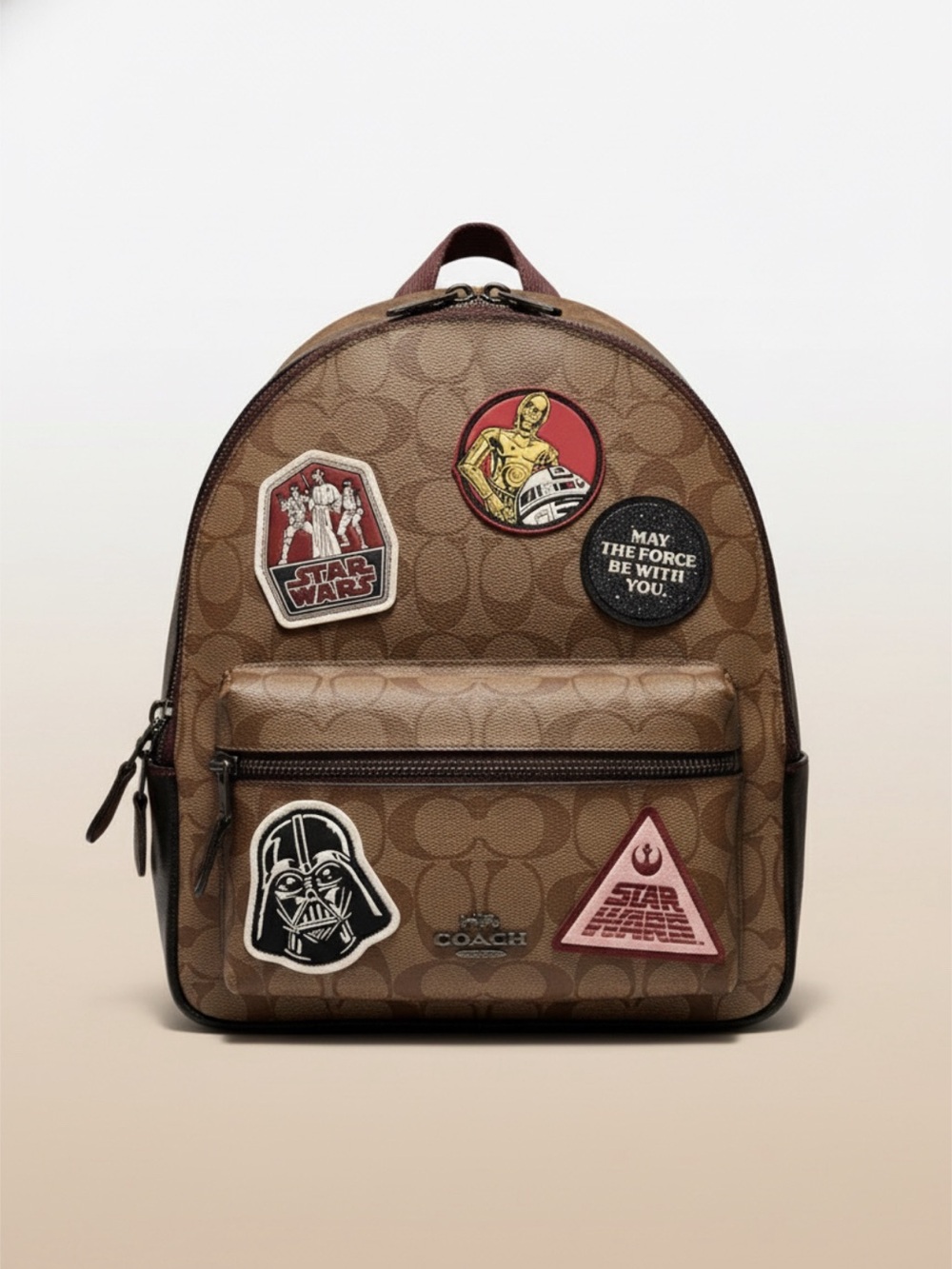 Coach Brown Signature Canvas Star Wars Patch Backpack